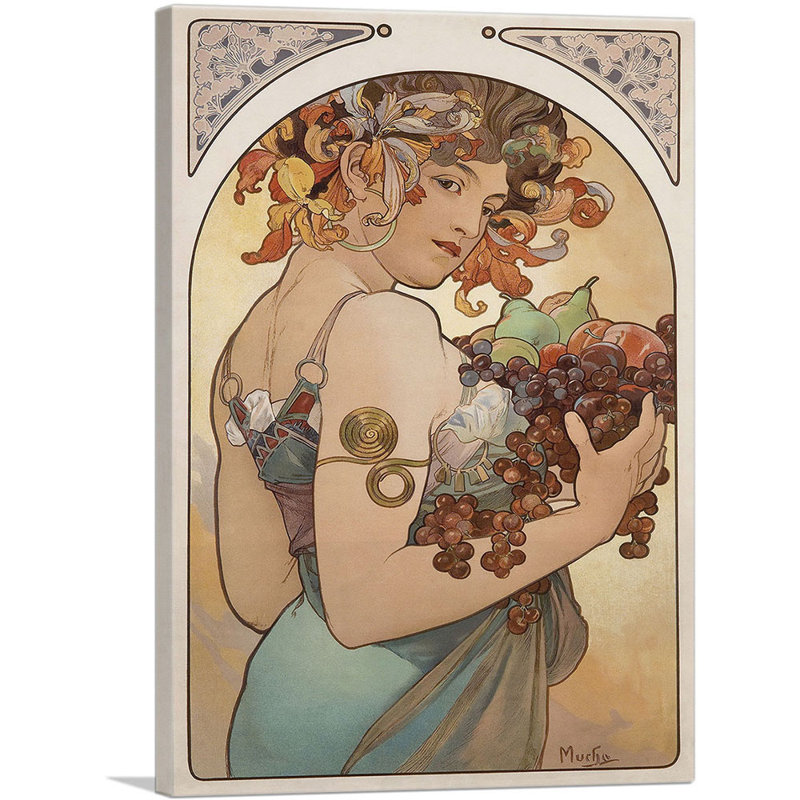 «Fruit 1897» par Alphonse Mucha, impression sur toile tendue, H 40 po x l 26 po x P 1,5 po
