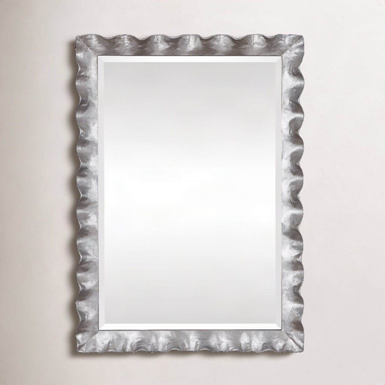 Edith Metal Scalloped Wall Mirror, Silver Leaf