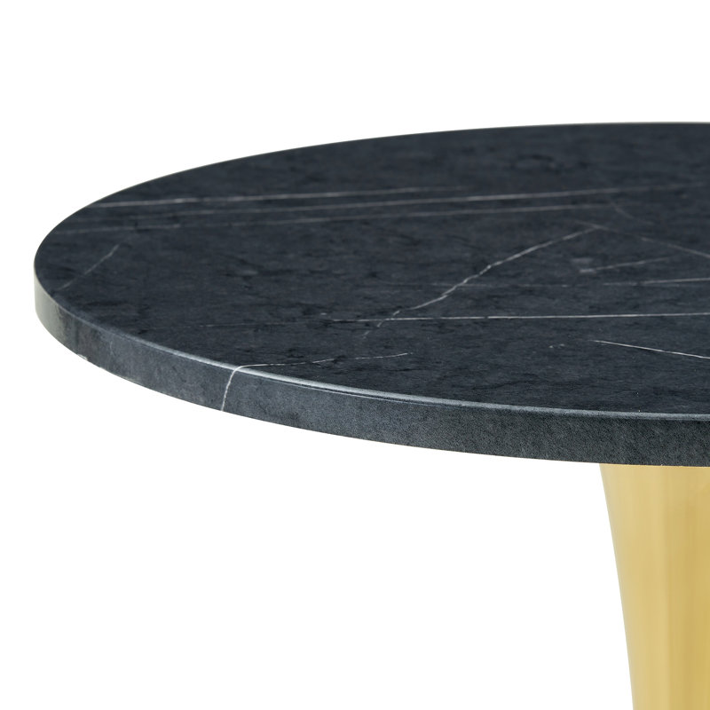 Table de salle à manger ronde (sans la chaise), H 28,3 po x L 23,6 po x l 23,6 po, Gris/doré