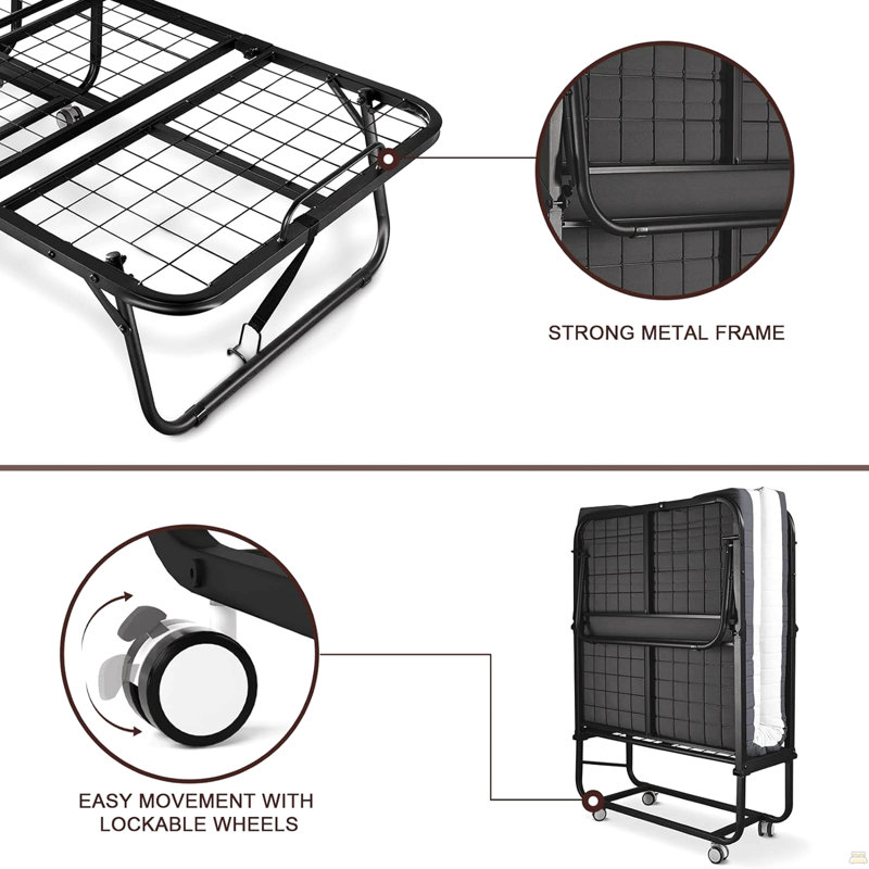 Lit pliant avec matelas inclus en mousse à mémoire de forme