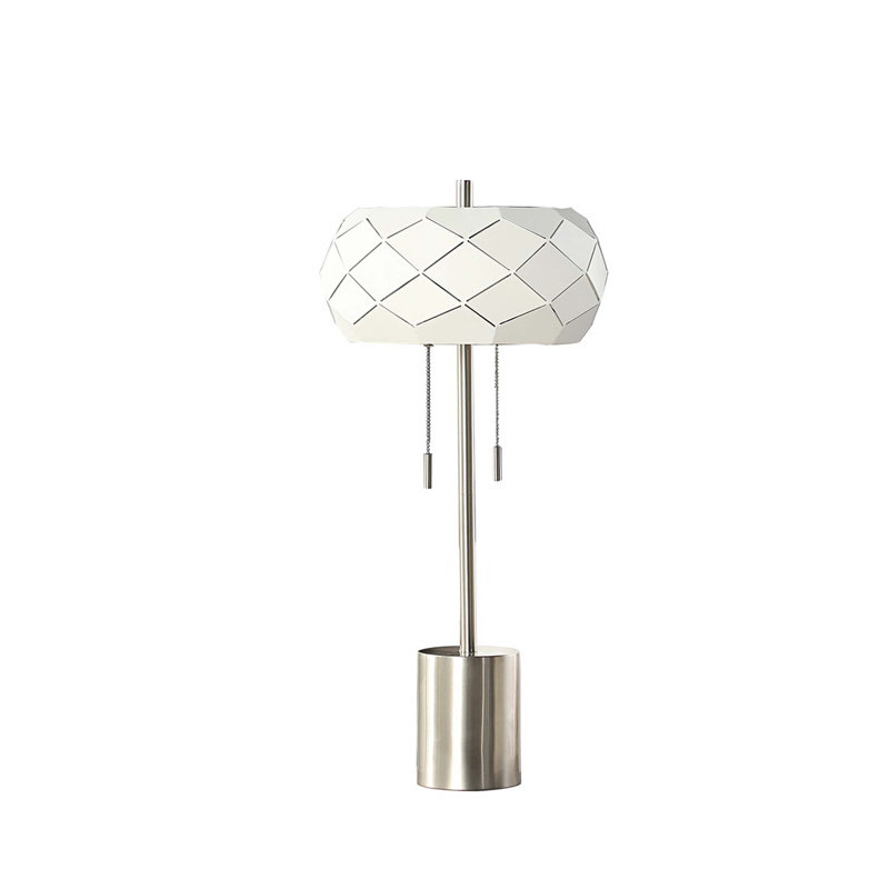 28" In Legeme Mid Century Danish 2-Light Steel Pull Chain Table Lamps