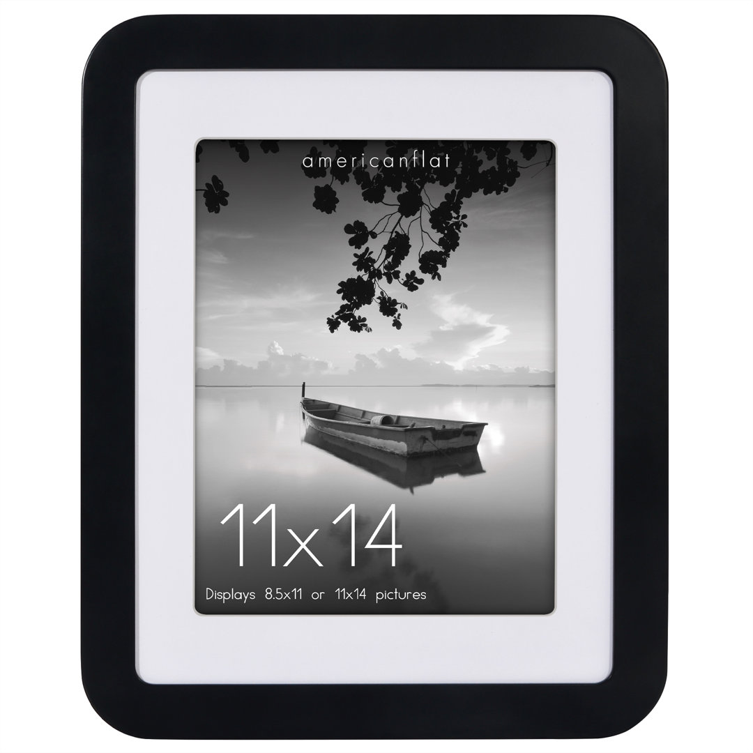 Jacksana Curved Corner Photo Frame & Shatter-Resistant Glass - Black Ebern Designs Picture Size (Without