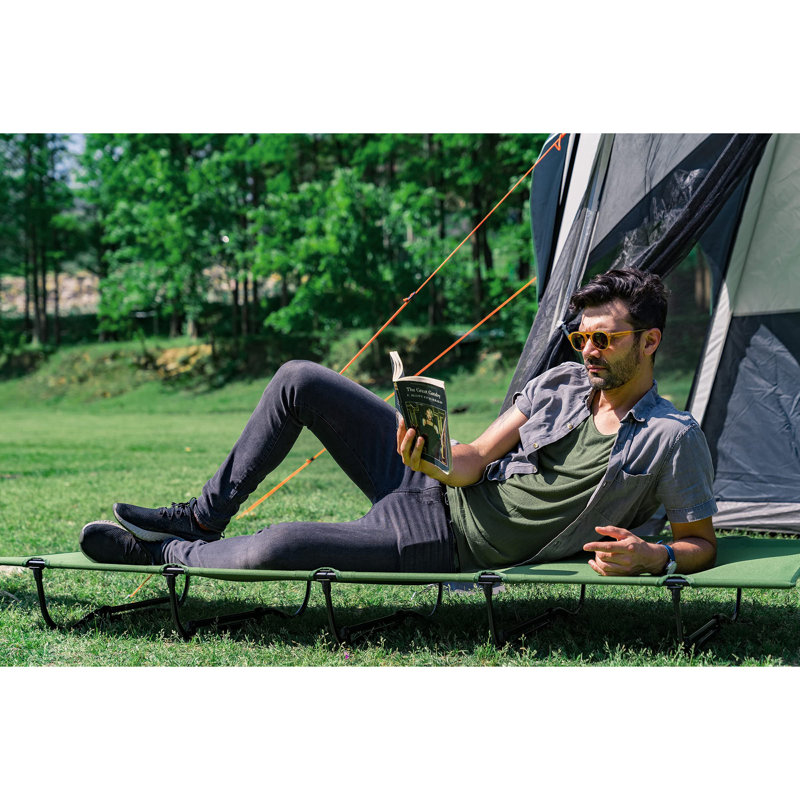Lit de camping pliant portatif et robuste, Vert