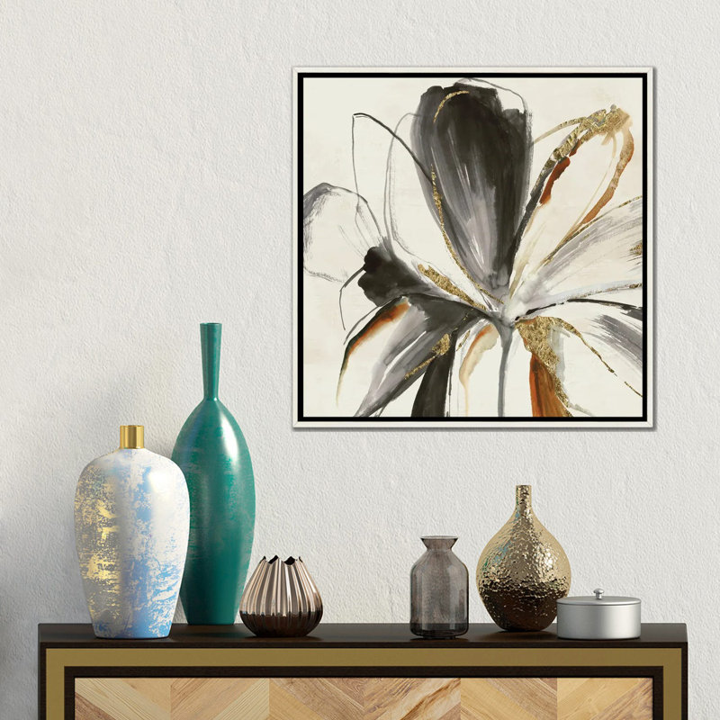 Grey Glory I - Wall Art Print - Framed Canvas, 18" H x 18" W, Floater Framed Canvas without Mat, Distressed White
