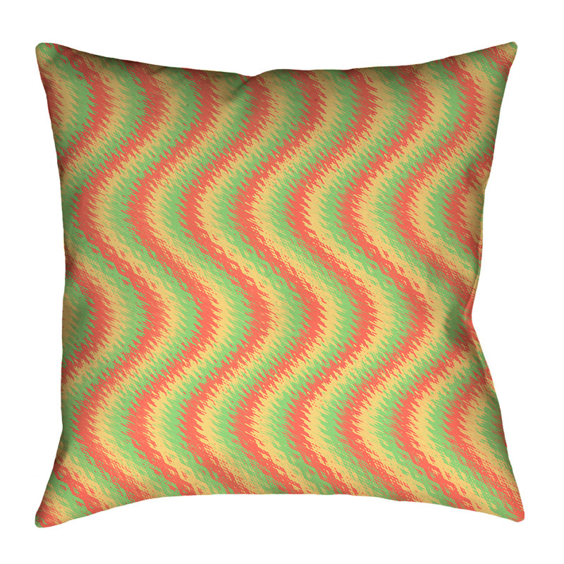 Coussin Katelyn Elizabeth, 14 po x 14 po, Rouge, jaune et vert, Polyester