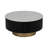 Round Coffee Table with White Marble Top and Black Wood Base, Living Room Table with Gold Metal Accent, Modern Coffee Table, 34"