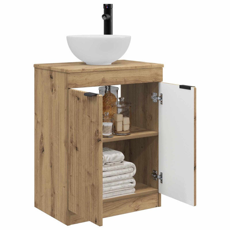 Single Bathroom Vanity with Ceramic Basin, Artisan Oak