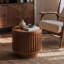 18.9" Round Wooden Side Table, Cylinder Lattice Design End Table,Coffee Table with Grille Solid Wood Effect, Boho Accent Table with Hidden Storage Option,for Living Room,Bedroom