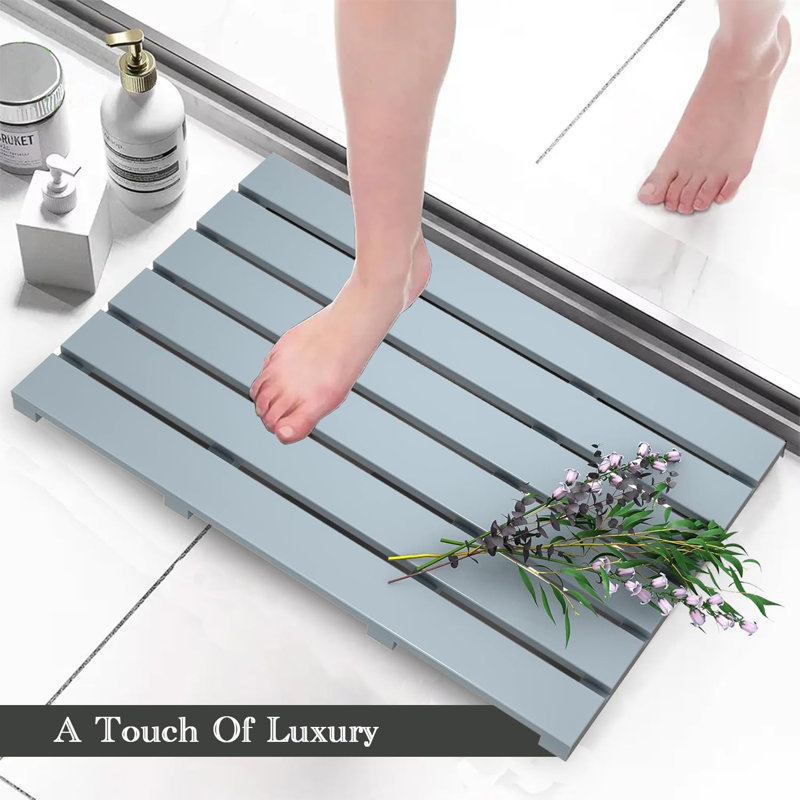 Bamboo Duckboard Bath Mat Anti Slip Mat Spa, Bath, Shower Bathroom Decor Multipurpose Bath Mat Grey