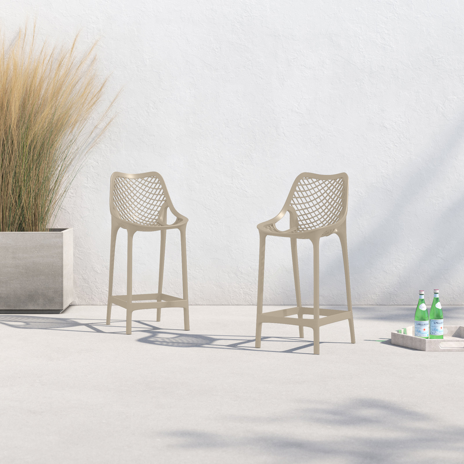 Farrah Patio Bar Stool, Taupe, 25.6"
