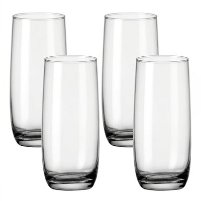 Palma Set of 4 Cooler Glasses, 15.5 oz (460ml) Tall Drinking Glass Set for Water, Juice, Cocktails, and Soda - Durable Highball Haag