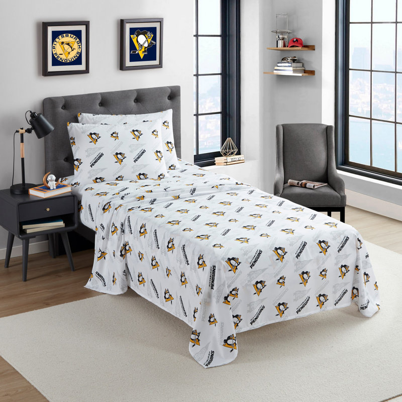 NHL Bed Sheet Sets By Sweet Home Collection, Pittsburgh Penguins - Full, Full Sheet Set with 2 Pillowcases