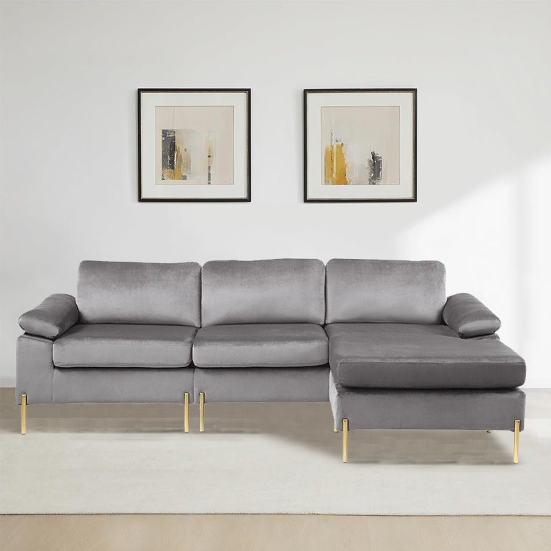 Canapé modulaire Leiny, Velours gris