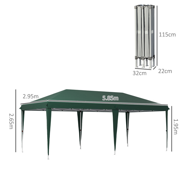 Steel Soft-top Gazebo, 265cm H x 585cm W x 295cm D, Green