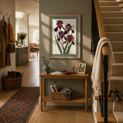 Purple Iris Study Botanical - Framed Print