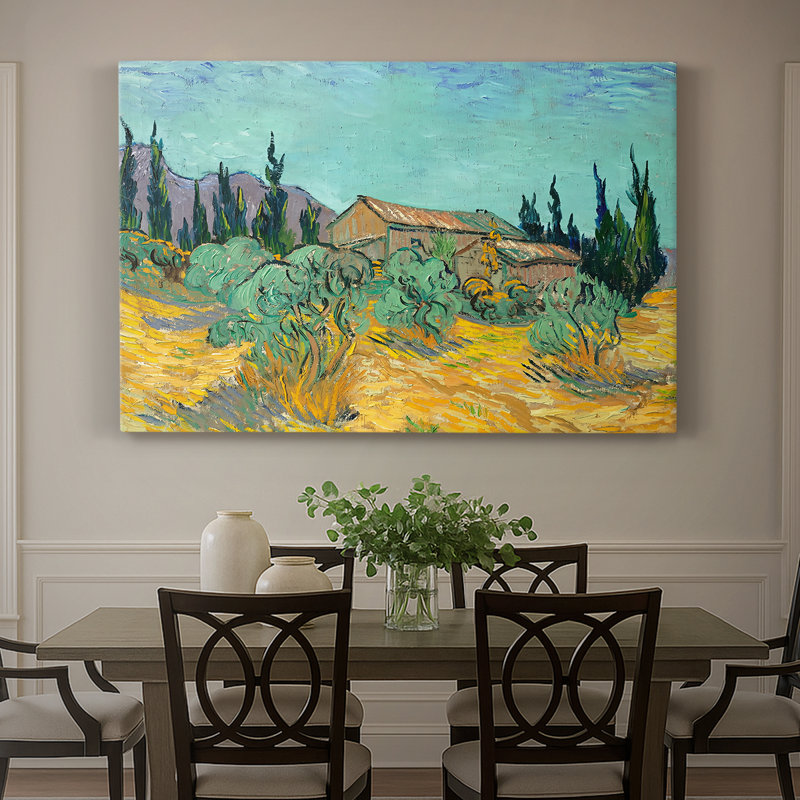 Ferme parmi les oliviers-Vincent van Gogh-Toile tendue avec châssis-1889, 40 po x 60 po