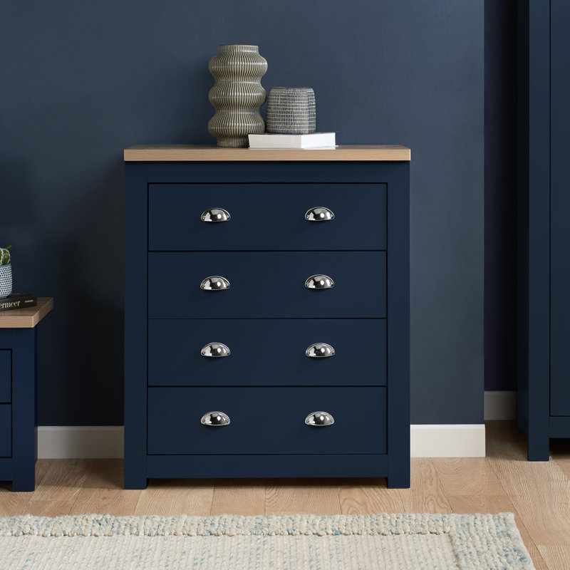 Napanoch 4 Drawer Chest, Navy Blue/Oak