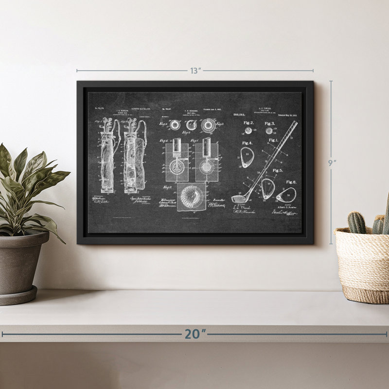 " Golf Patents Canvas Print ", 9" H x 13" W