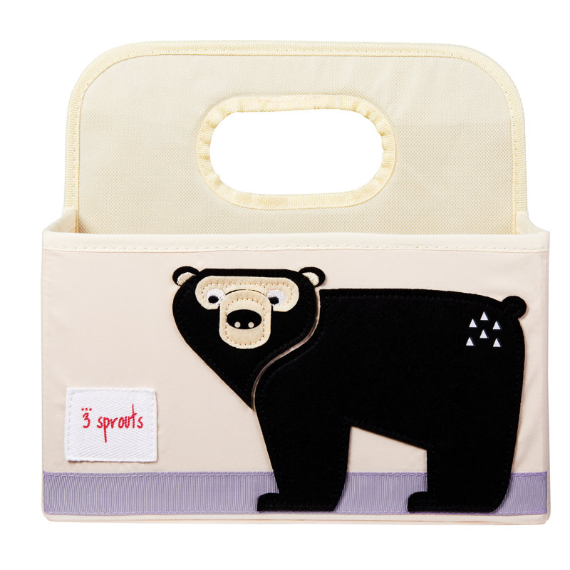 3 Sprouts - Baby Diaper Caddy - Organizer Basket For Nursery - Bear