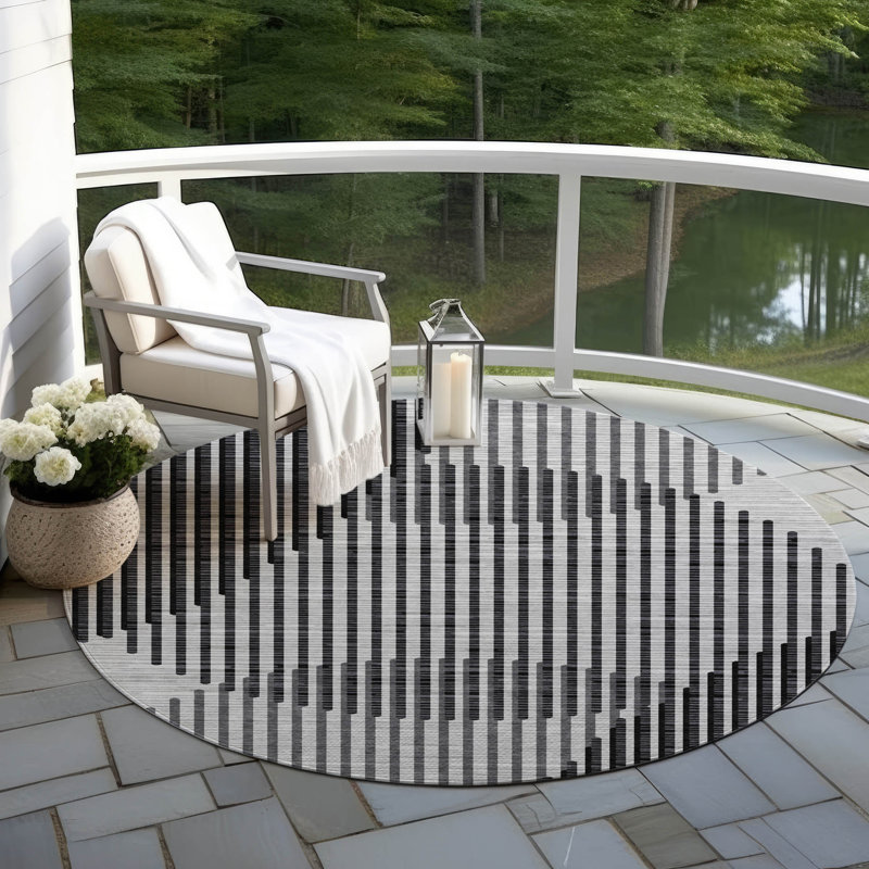 Tapis intérieur / extérieur gris Elowen , 2'3" x 7'6"
