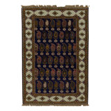 Hand-Knotted High-Quality Beige and Black Area Rug