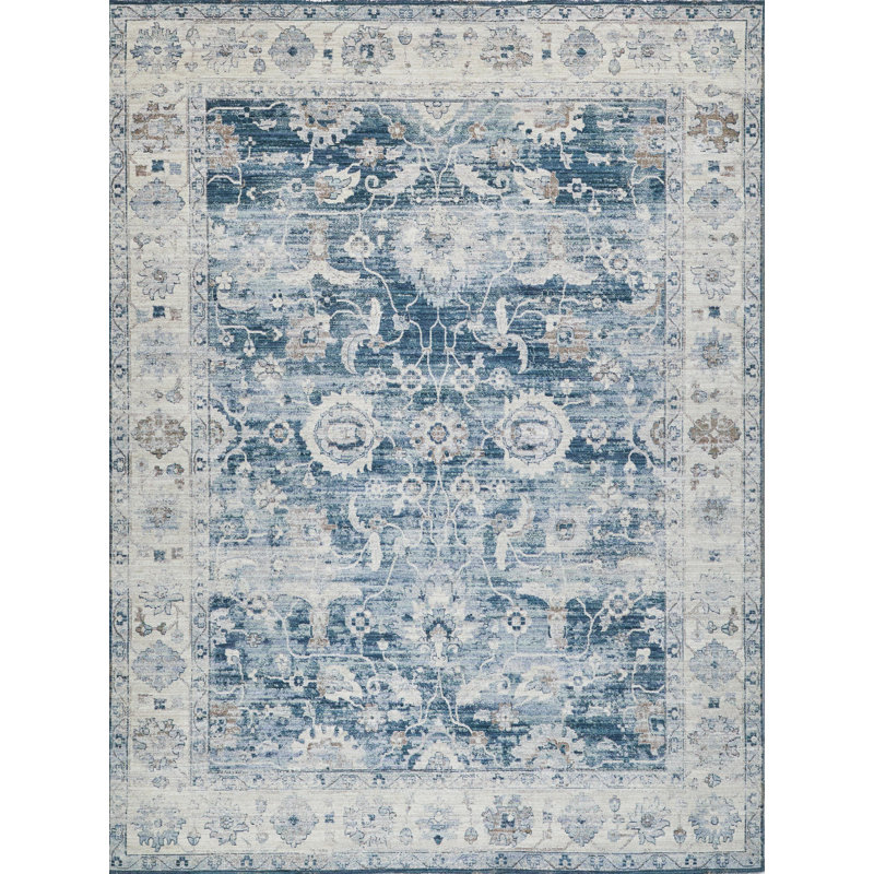 Vintage Looms Blue/Beige Polyester powerloom Area Rug, Rectangle 11'9" x 14'2"