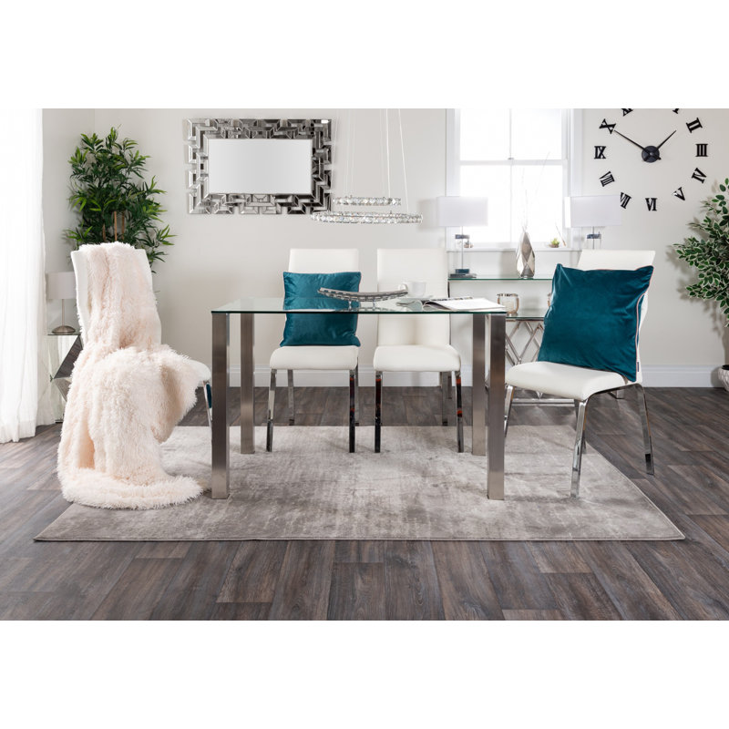 4 -Person Glass Dining Set, White