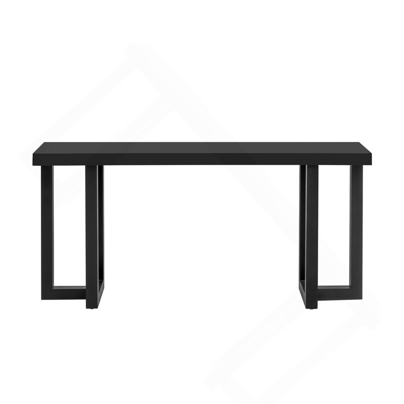Console à conception géométrique avec pieds en pin massif, parfaite pour les intérieurs modernes et classiques, Noir