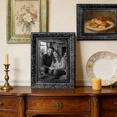 Cadre photo noir classique 1 pièce 8 po x 10 po avec fixation murale ou de table