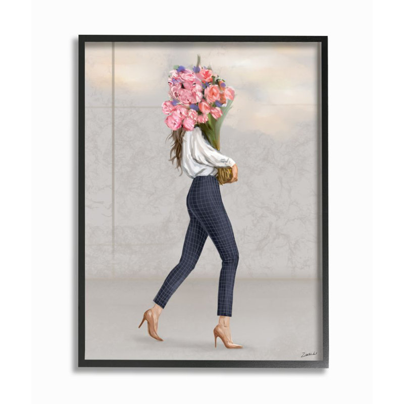 Impression d’art graphique Metro Fashion « woman », H 30 po x l 24 po x P 1,5 po, Giclée encadrée noir minuit
