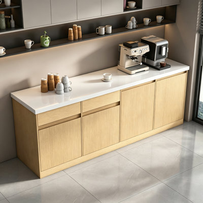 Table moderne Trei avec rangement, comptoir extra large, grande armoire de cuisine indépendante, table Trei, meuble de rangement, armoire garde-manger pour salle à manger et cuisine