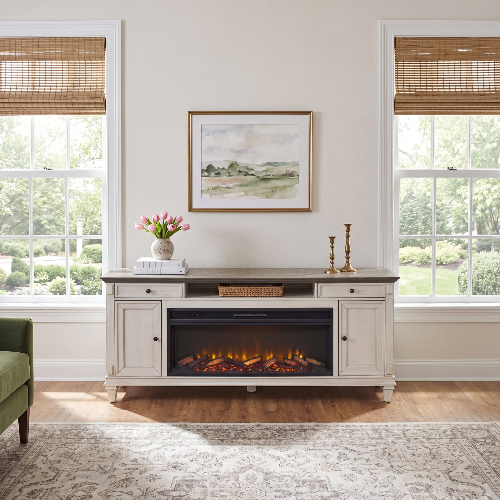 Crosby Electric Fireplace TV Stand, Black