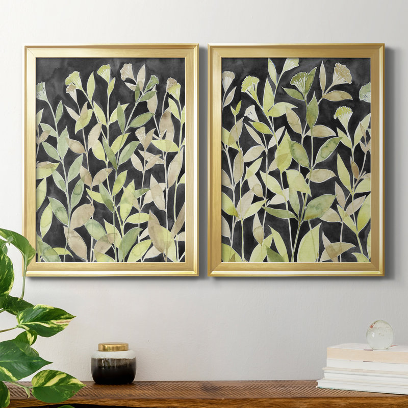 Encre «Blooming Night I», reproduction encadrée de qualité supérieure - prête à être accrochée, Cadre doré