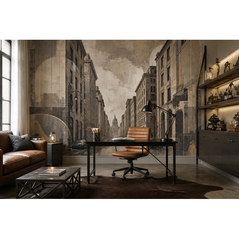 Papier peint urbain urbain, 100 po x 96 po, Texturé non collé