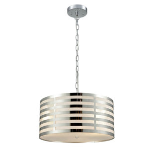 Suspension moderne chromée avec abat-jour cylindrique