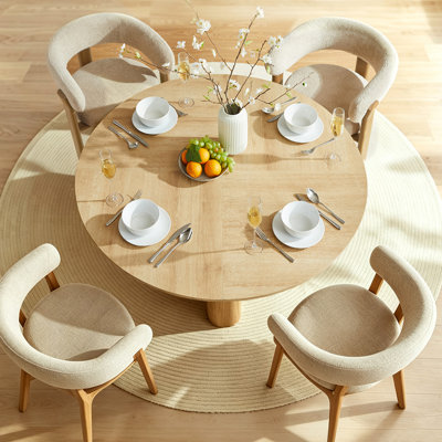 Table de salle à manger ronde 47 "pour 4-6, base épaissie à piédestal croisé, table de cuisine pour le salon de la cuisine