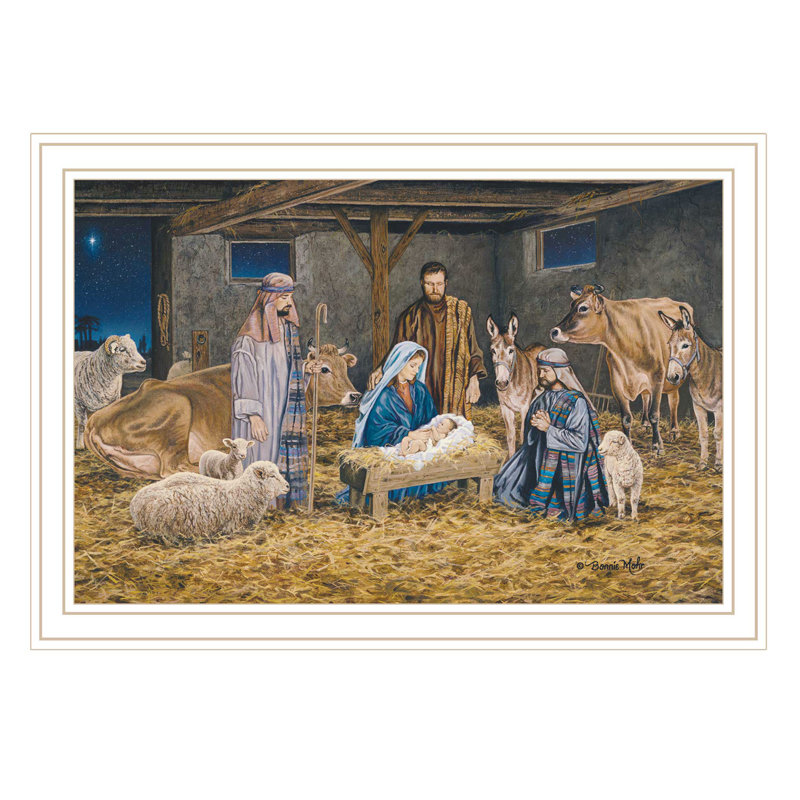 Art mural encadré blanc pour le salon, impression de décoration murale de la Nativité pour la maison