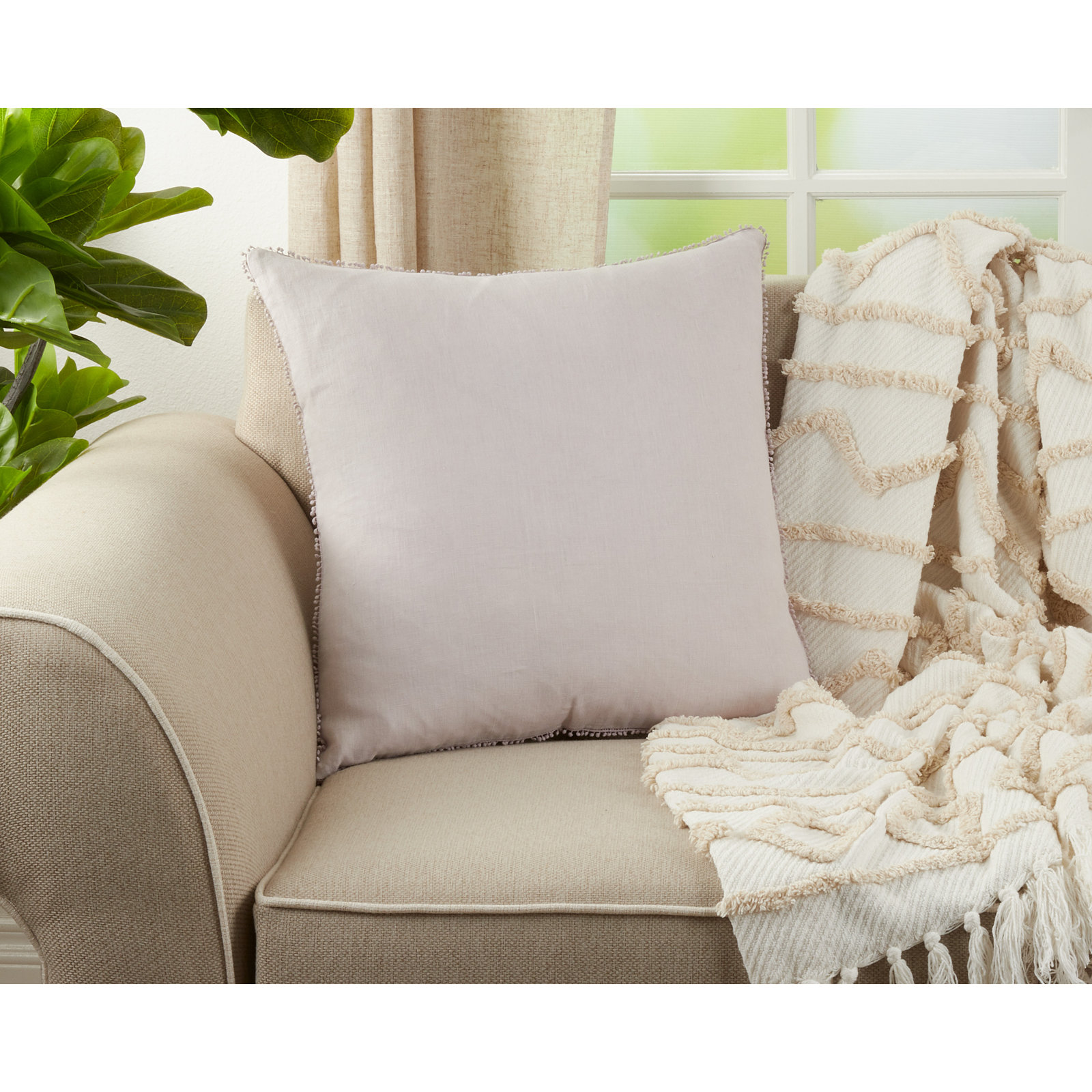 Garter 20" x 20" Linen Throw Pillow, Lavender