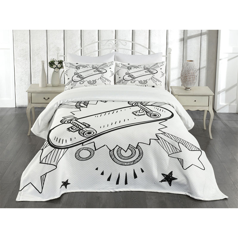 Queen Black Polyester Hipster Bedspread Set