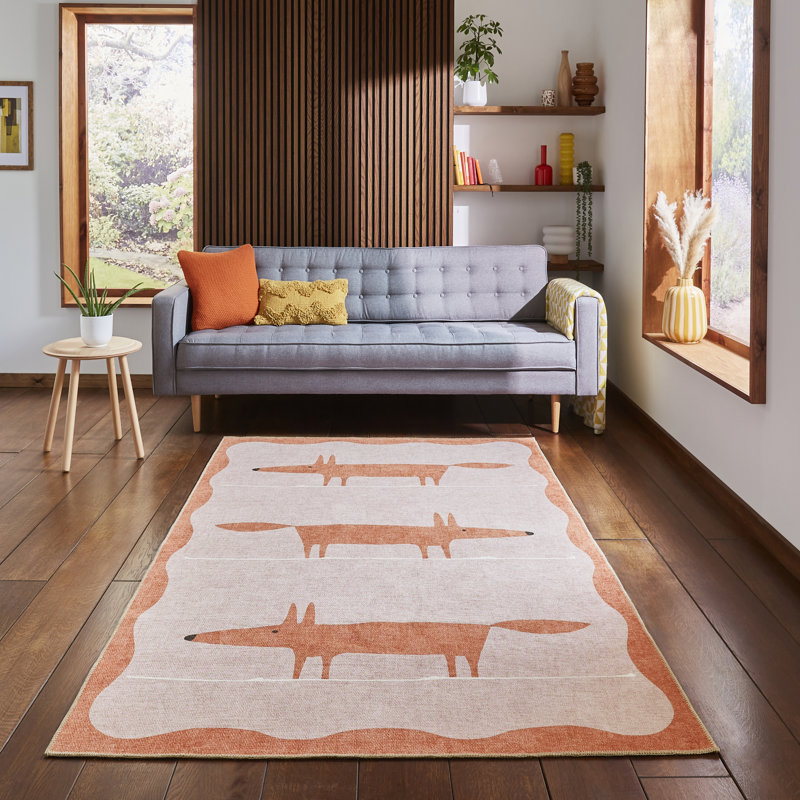 Scion Animal Print Digitally Printed 76cm X 150cm Area Rug, Rectangle 76 x 150 cm, Pink