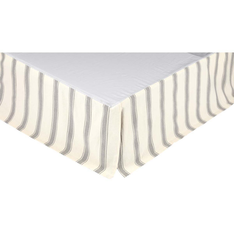 Grace Twin Cotton Bed Skirt with Split Corner in Nickel Grey and Cream