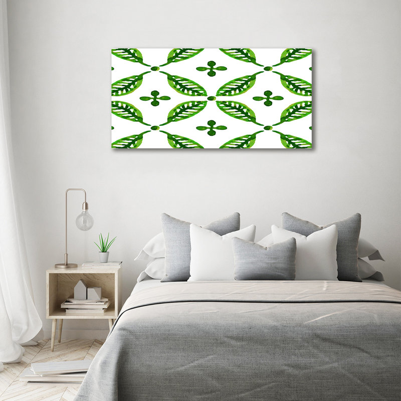 Green Leaves - No Frame Print on Glass, Canvas, 70cm H x 140cm W x 2cm D