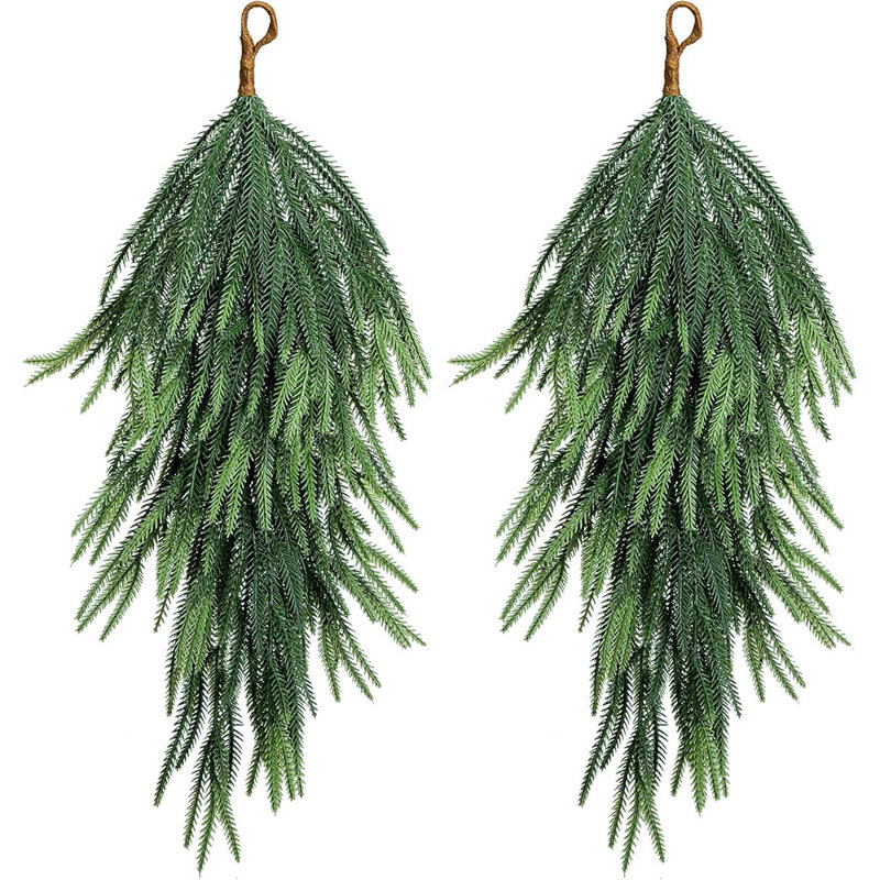 Ornement de Noël en forme de larme - vert - 28 po, vert Norfolk, décor de Noël intérieur / extérieur, paquet de 2
