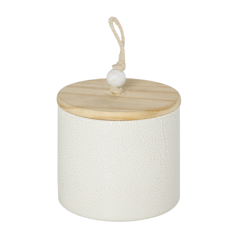 White Glass Canister Set with Wooden Lids