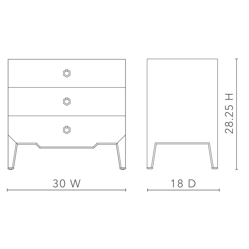 Madeline 3 - Drawer Nightstand