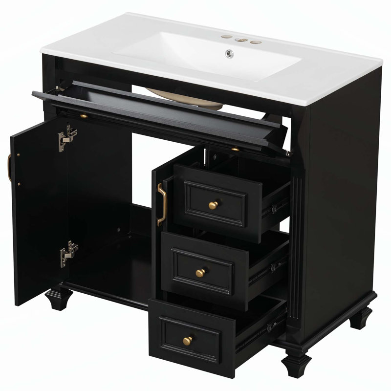Sophisticated Bathroom Vanity with Multifunctional Storage and Stylish Design, Black