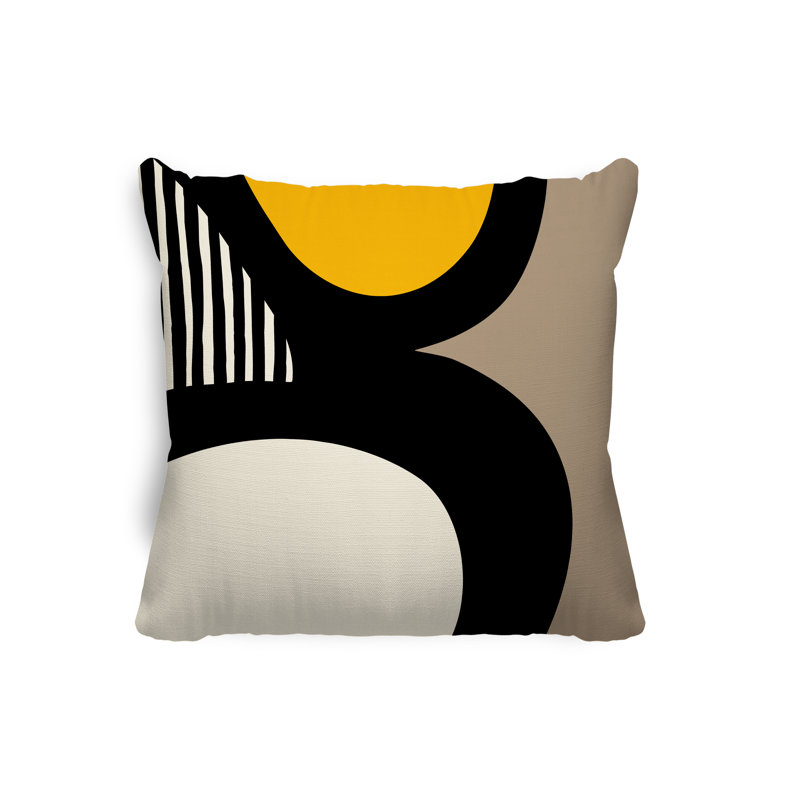 Lara Abstract Outdoor Reversible, 19" x 19", Yellow/Off White