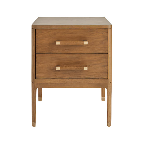 Solid Wood and Brass Nightstand