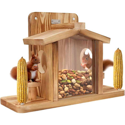 Mangeoire à écureuil, mangeoires à écureuil pour l'extérieur Maisons en bois d'écureuil pour l'extérieur Peanuts Nuts Support à épis de maïs