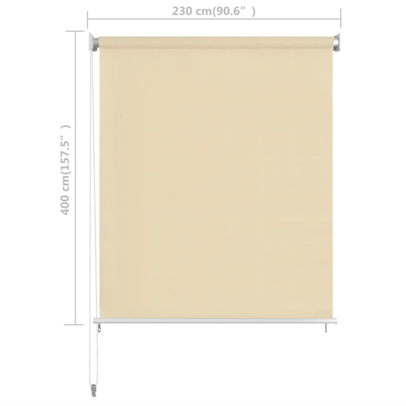 Store à enroulement à enroulement avec cordon de traction, Crème, crème, L 47,2 po x L 90,6 po